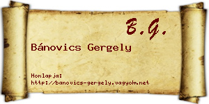 Bánovics Gergely névjegykártya